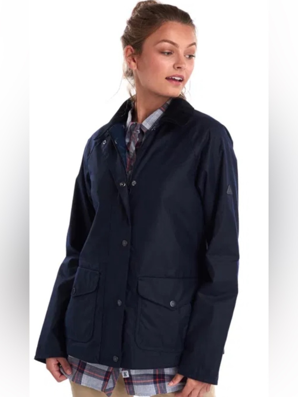 BARBOUR Newquay Waxed Cotton Jacket In Navy Blue Size US 4